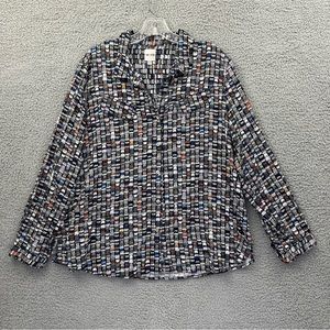 Nic + Zoe Perk Up Oversized Shirt Long Sleeve Coffee Mug Print Women's Large